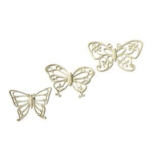 VTG Butterfly Wall Art Homco 70’s MCM Rattan Look Plastic 3 Pieces Cabincore